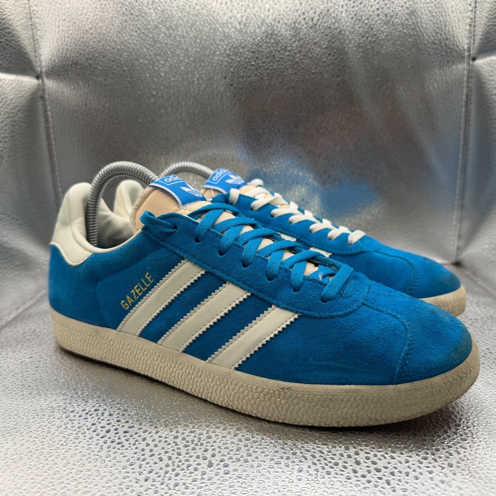Size 7.5 Adidas Gazelle Retro Bold Aqua Blue Mens Lace-Up Trainers Shoes GY7337
